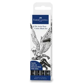 Marker Faber-Castell Pitt Artist Pen Comic fekete, 4 db
